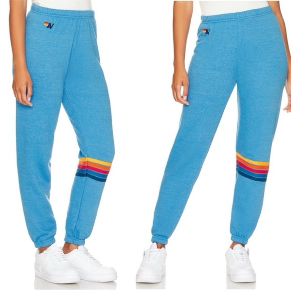 Aviator Nation Stripe Sweatpants Size Large Baby Blue Joggers